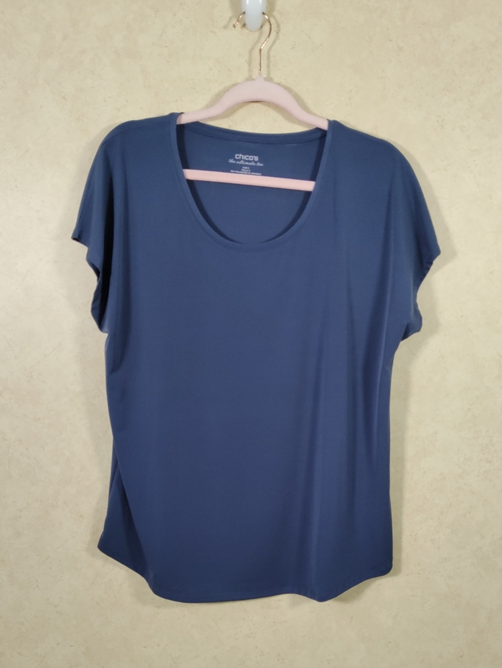 J145 Chico's Blue Knit Cap  Sleeve Untimate Tee 3 XL